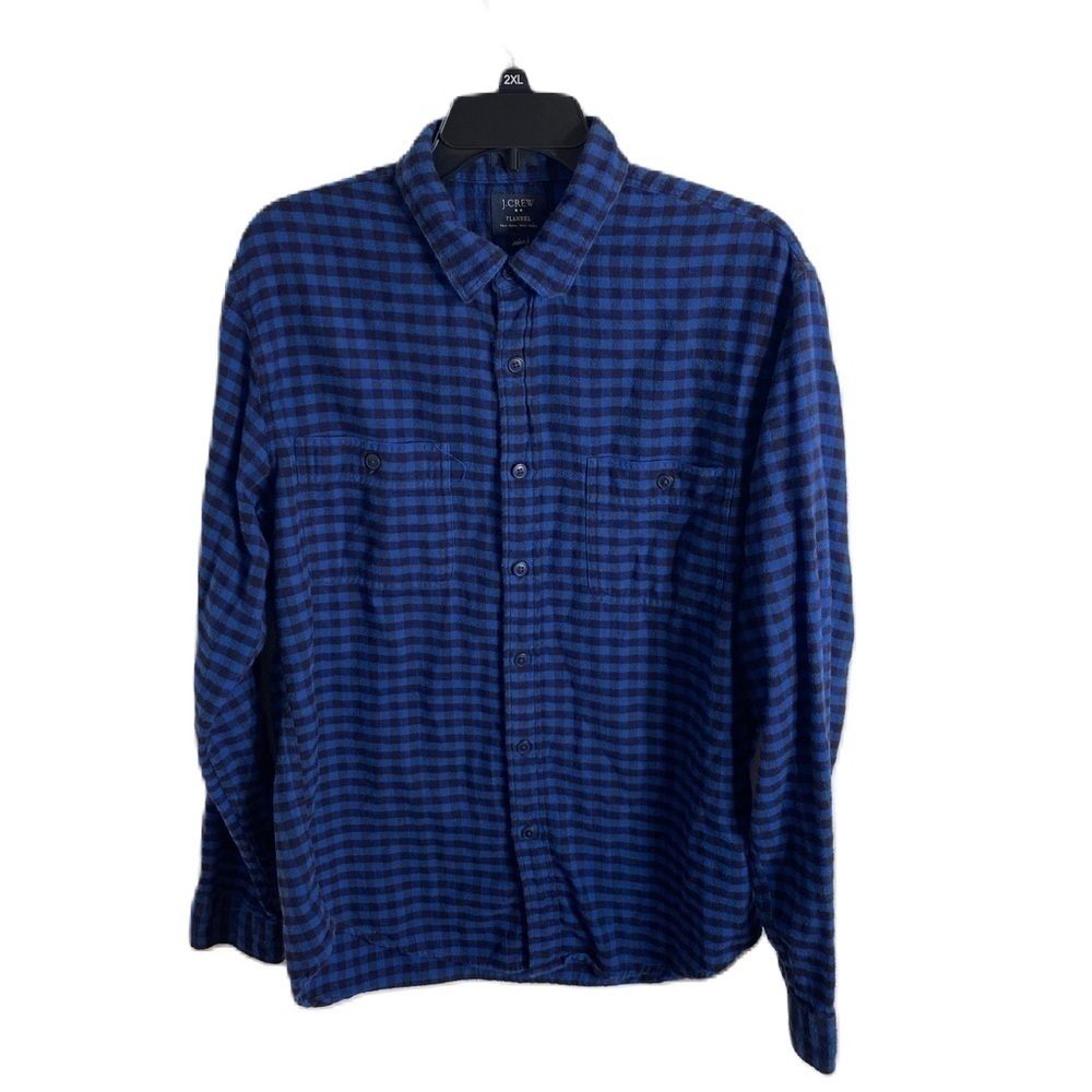 J.Crew Flannel Blue Plaid Button Down Shirt Large Men’s Collared